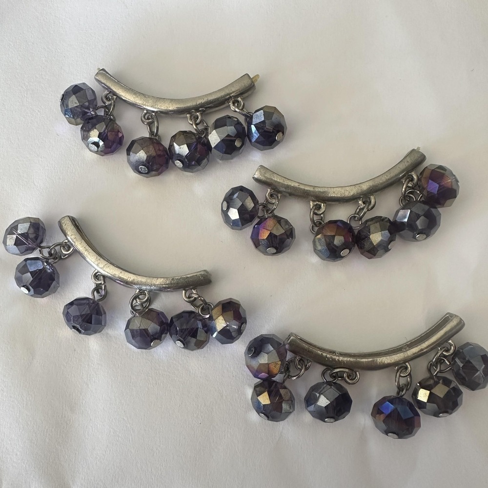 Glass Bead Bracelet Base Components Lotof4 Purple Silver Tone Craft Part Jewelry